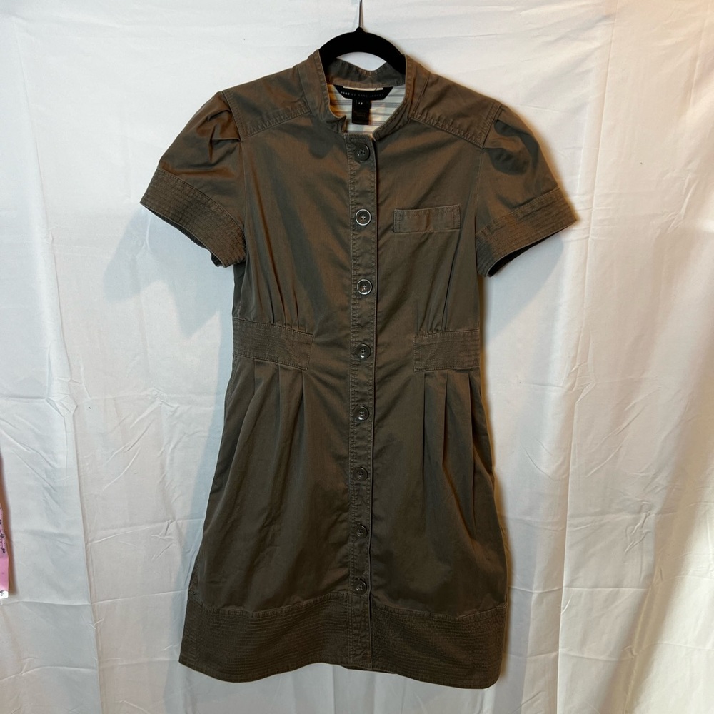 Marc By Marc Jacob’s Puff Short Sleeve MIDI Button Up Dress Size 12 - Picture 1 of 13